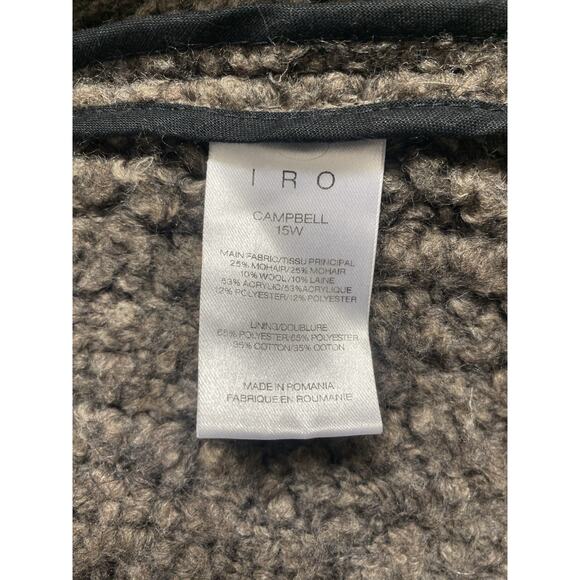 IRO Campbell Open Boucle Cardigan Jacket Wool Mohair Frayed Brown Taupe… - Picture 5 of 9